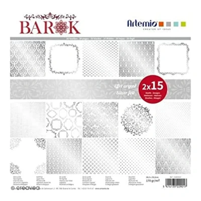 Immagine di Artemio Blocco di 30 Fogli Carta per Scrapbooking, x cm, Colore: Argento