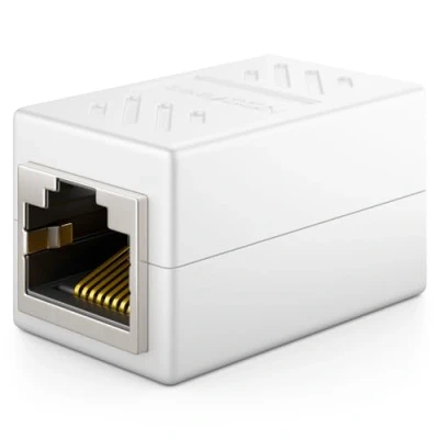 Immagine di deleyCON 1x CAT6 Accoppiatore Cavi di Rete Cavo Patch Ethernet Adattatore Componibile Schermato 2x Presa RJ45 DSL LAN Bianco