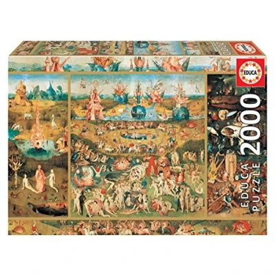 Immagine di Educa Puzzle da 2000 pezzi per adulti Il giardino dei delizie Misura: 96 x 68 cm. Include colla fix puzzle. Consigliato a partire dai 14 anni (18505)