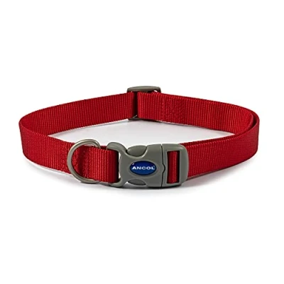 Immagine di Ancol Viva Collare Regolabile Rosso, Taglia 2 5/Media, Si Adatta al Collo 30 50 cm, Quick Fit, Leggero, Resistente alle intemperie
