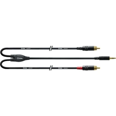 Immagine di Cordial CFY 1.5 WPP LONG Cavo adattatore a Y, jack stereo 3,5 mm su doppio mono 6,3 mm, contatti placcati oro, 1,5 m