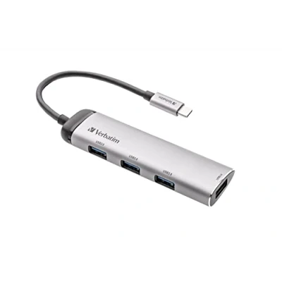 Immagine di Verbatim 4 Porte Hub USB 3.0 con spina C, Display a LED Grigio