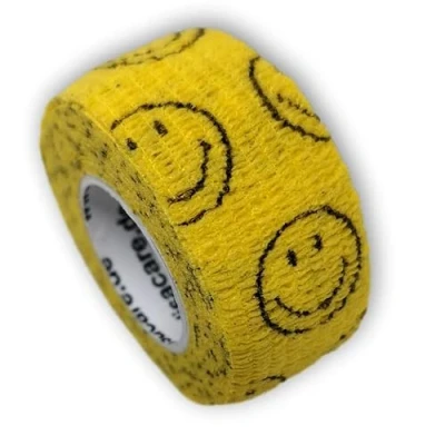 Immagine di cerotti per ferite, bambini, elastici e senza colla, larghezza 2,5 cm (confezione da 2, colore: giallo smiley