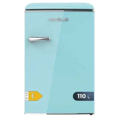Immagine di Cecotec Mini Frigorifero Retro 110 L CoolMarket TT Origin Blue E, Classe ICEBOX, LED interno, Maniglia cromata, Vassoi in vetro, Apribottiglie, Blu