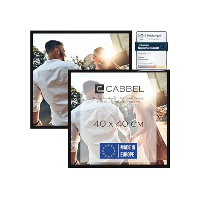 Immagine di CABBEL confezione doppia (set di 2) cornice 40x40 cm, nera, robusta in legno MDF, plexiglass infrangibile,