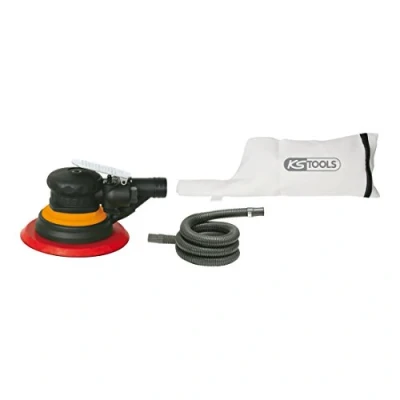 Immagine di KS Tools, Utensile ad aria compressa, Levigatrice eccentrica pneumatica con aspirazione della polvere, 240 W, consumo d&#039;aria 255 l/min