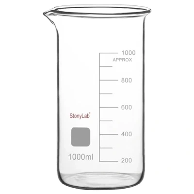 Immagine di stonylab Bicchiere di Vetro, Confezione da 1, alto Graduato in Vetro Borosilicato con Beccuccio, Laboratorio, 1000 ml