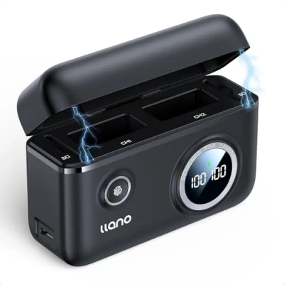 Immagine di llano Caricabatterie Doppio Veloce 2 in 1 LP E17 con Power Bank integrata da 12400 mAh PD 20W USB C compatibile Canon EOS R100, R50, RP, R10, R8, Rebel T8i, T7i, T6i, T6s, SL2, SL3, M3, M5, M6