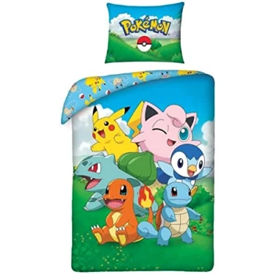 Immagine di Halantex POKEMON PIKACHU Set di biancheria da letto in cotone, copripiumino 140 x 200 cm e federa 70 90 100% cotone Multicolore