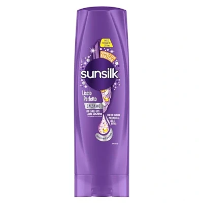 Immagine di Sunsilk, Balsamo Liscio Perfetto, per Capelli Lisci a Lungo e Setosi, Formula Active Fusion con Olio di Argan, Proteine della Seta Biotina Visibilmente Sani, 350 ml