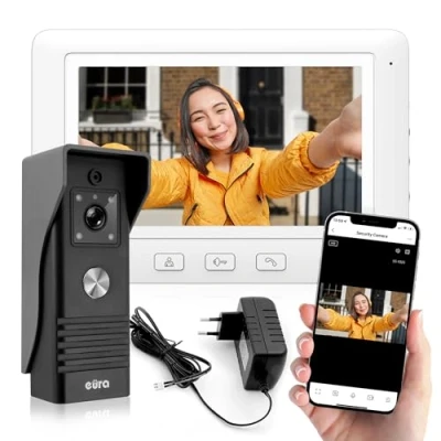 Immagine di Videocitofono Eura VDP 45A3 TY Alpha+ TUYA WiFi, 4 fili, monitor a colori 7 pollici, bianco