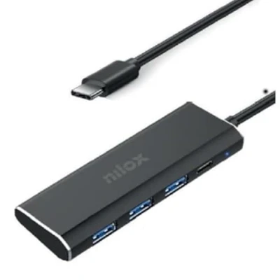 Immagine di Nilox NXHUBUSBC03 Hub USB con 4 Porte, 3 Porte 3.0 e 1 porta C, Ideale per Espandere le del Device, Compatibilità Universale, Realizzata in Alluminio, Nero