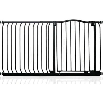 Immagine di Safetots Cancelletto di Sicurezza con Cima Curva, 134cm 143cm, Nero Opaco, Montaggio a Pressione per Scale, Bambini Porte, Corridoi e Spazi, Barriera