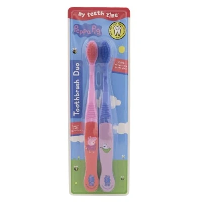 Immagine di My Teeth Time Peppa Pig Spazzolino da denti Duo, per bambini di 4 6 anni, confezione doppia, motivo e George, multicolore