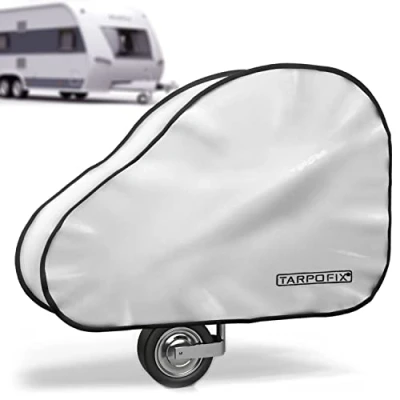 Immagine di Tarpofix® Copritimone caravan in materiale telato per camion (PVC) con doppia chiusura a scatto Copri gancio roulotte di ottima fattura e rimorchi timone