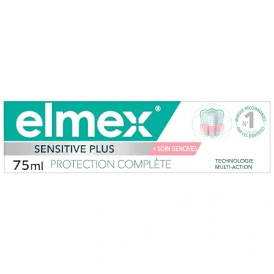 Immagine di Dentifricio elmex Sensitive Plus Protection Completa 75 ml, Aiuta a proteggere contro i denti sensibili e l&#039;irritazione delle gengive, rimineralizza lo smalto, anti tartaro