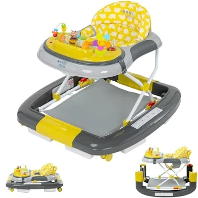 Immagine di ib style Little World 3 in 1 Girello,swing e scrivania di attività EN 1273:2020 grigio limone