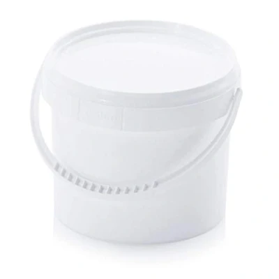 Immagine di secchio da 1,0 l con coperchio * per uso alimentare 1 litro bianco in plastica staffa 1,18