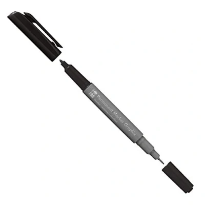 Immagine di Marabu 01470003073 Pennarello indelebile Graphix, con punta doppia da 1 2 mm e 0,5 mm, colori brillanti, ad asciugatura rapida, inchiostro a base di alcol, inodore impermeabile, colore nero