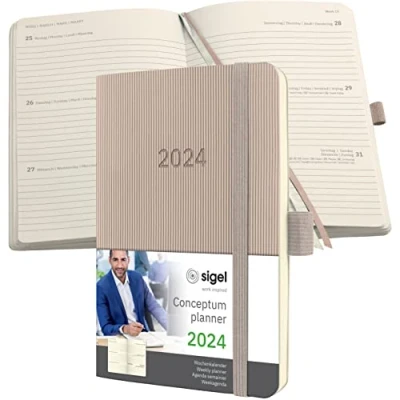 Immagine di SIGEL C2431 Conceptum Agenda settimanale 2024, circa A6, taupe, copertina flessibile, 2 pagine = 1 settimana, 176