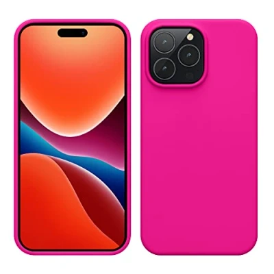 Immagine di kwmobile Cover per Apple iPhone 14 Pro Max Custodia Back Case Caricatore Wireless Antiurto e Flessibile in Silicone TPU rosa shocking