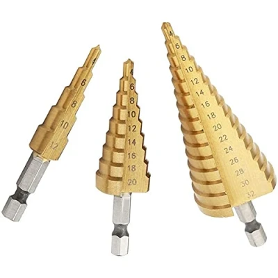 Immagine di XYXXBB Punte per Trapano a Corona Esagonale in Metallo Rivestito Titanio da 4 32 mm Set di Gradino Acciaio ad Alta velocità HSS Legno Conico (Color : 20)