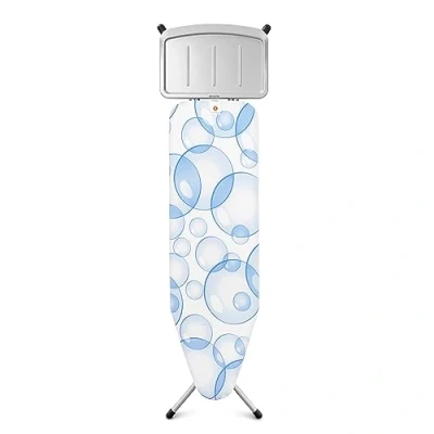 Immagine di Brabantia Asse da Stiro B per caldaia a vapore Fodera PerfectFlow multistrato Con supporto in metallo extra large Regolabile altezza Bubbles 124x38 cm