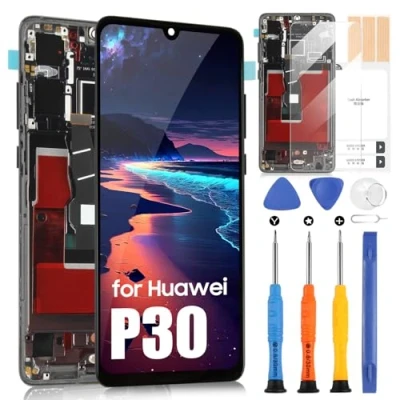 Immagine di LCD Schermo per Huawei P30 ELE L29 L09 AL00 TL00 L04 Display Sostituzione Touchscreen Digitazer Full Assembly con Strumenti (Nero Cornice)