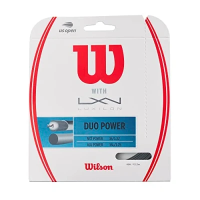 Immagine di Wilson WRZ949710 Corda da Tennis Duo Power, 12.2 m, Ibrida Luxilon Alu Power e NXT Unisex, Argento/Natural