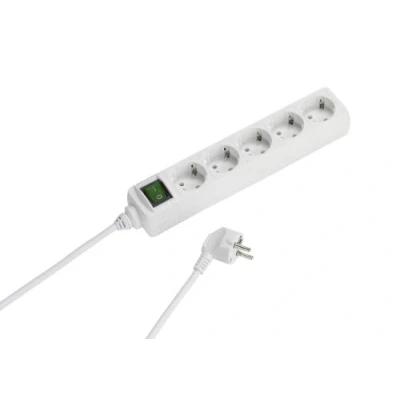 Immagine di Vivanco EBLS5 W Ciabatta elettrica a 5 prese con interruttore e sicurezza per bambini (cavo da 1,4 m, sezione del cavo: 1,5 mmq), colore: Bianco