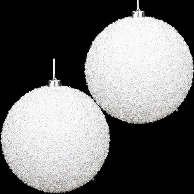 Immagine di Christmas Concepts® Confezione da 2 Palline per Albero di Natale 200mm Bianche Scintillanti Iridescenti