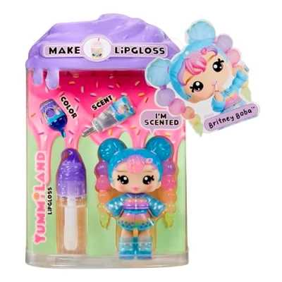 Immagine di Yummiland Lip Gloss Doll Britney Boba Include Kit di Lucidalabbra Fai da te, Adatto per bambini Età 4+