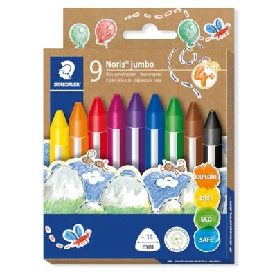 Immagine di STAEDTLER Noris Jumbo Pastelli a Cera, Colore Assortiti, 9 Count (Pack of 1), 228 14 C9