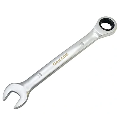 Immagine di DAKCOS Chiave combinata a cricchetto 18 mm metrica in CR V con finitura cromata opaca