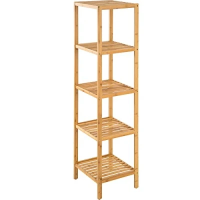 Immagine di TecTake Scaffale in legno espositore libreria bamboo bagno dispensa ufficio modelli differenti (5 ripiani 33 x 141 cm No. 401646)