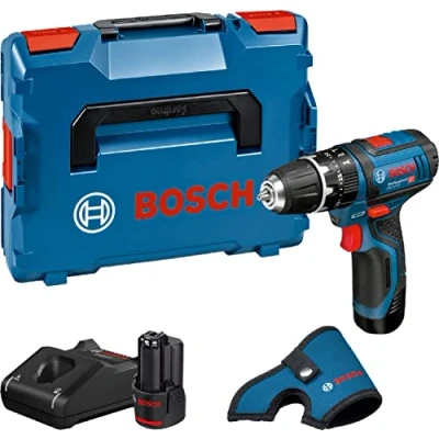 Immagine di Bosch Professional 12V System Trapano avvitatore con Percussione a Batteria GSB 15, Include 2 Batterie da 2.0 Ah, Caricabatteria GAL 40, custodia fondina, in L BOXX