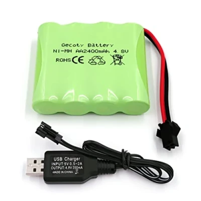 Immagine di Gecoty® Pacco Batteria 4.8 v, Ni MH, Batterie Ricaricabili RC con cavo di ricarica, spina SM 2P per camion 1:18, 1: 16,1: 14, auto telecomando, 4x4