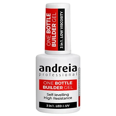 Immagine di Andreia Professional Gel Costruttore Ricostruzione Unghie trifasico 3 in 1 GUIDATO et UV Uno Bottiglia Bianco morbido 14ml