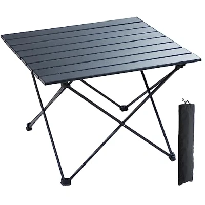 Immagine di VEVOR Tavolino da Campeggio Spiaggia Pieghevole Portatile in Alluminio Massima capacità 30kg per Viaggio Escursione Picnic Pesca, Esterno 565 x 460 405 mm