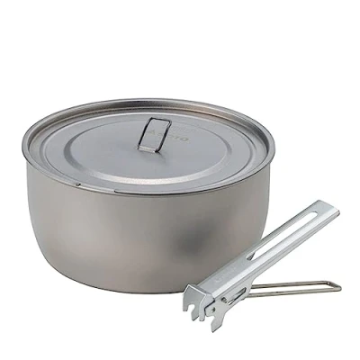 Immagine di SOTO Pentola in titanio, ultraleggero, con sollevatore, per campeggio, escursioni, attività all&#039;aperto e picnic (1100 ml)