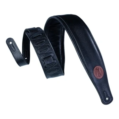 Immagine di Levy&#039;s, MSS2 XL BLK Tracolla in Pelle con Imbottitura Avvolta Pelle, Logo Ovale Conciata al Vegetale, Colore Black