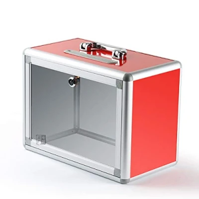 Immagine di Scatola portatile con lucchetto per donazione elettorale di reclami raccolta Urne desktop, Beneficenza e oggetti da collezione consigliati (rosso)