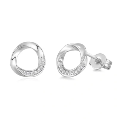 Immagine di Orecchini a cerchio tortili placcati in argento creati con cristalli Zircondia®