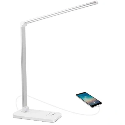 Immagine di Lampada da Scrivania, AUELEK Tavolo LED con USB di Ricarica per Smartphone 5 Temperature Colore &amp; 10 Livelli Luminosità Touch Control, Funzione Memoria