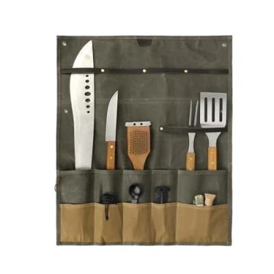 Immagine di Tourbon Custodia per coltelli da chef, in tela cerata, portatile, con 10 tasche