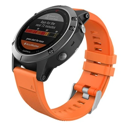 Immagine di MoKo Cinturino Compatibile con Garmin Fenix 7/6/6 Pro/5/5 Plus/Epix Gen 2/Forerunner 935/945/Instinct 2/MARQ, 22mm Quick Fit Braccialetto di Ricambio in Morbido Silicone, Arancione