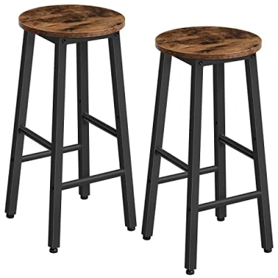 Immagine di HOOBRO Set di 2 Sgabelli da Bar, Cucina, Sedia Bar con Poggiapiedi, per Colazione, Adatto in Sala Pranzo, Resistente e Stabile, Marrone Vintage Nero EBF07BY01