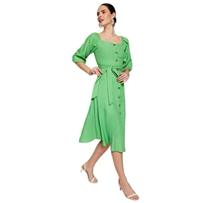 Immagine di Trendyol Abito Midi A Linea Regolare Vestito, Verde, 70 Donna
