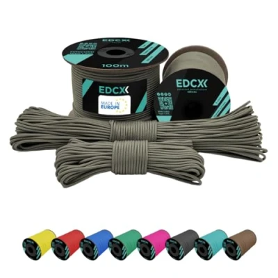 Immagine di EdcX 2 mm Nylon Paracord 275 (15, 30, 50 And 100 m) 100% Rope, 3 Strand Cord, Cord in Many Colours (Dark Grey, 30