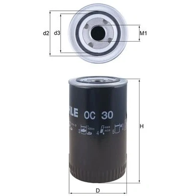 Immagine di MAHLE ORIGINAL OC 30 Filtro olio con una valvola blocco arretramento ad avvitamento MAN: TGX, SCANIA: P,G,R,T series